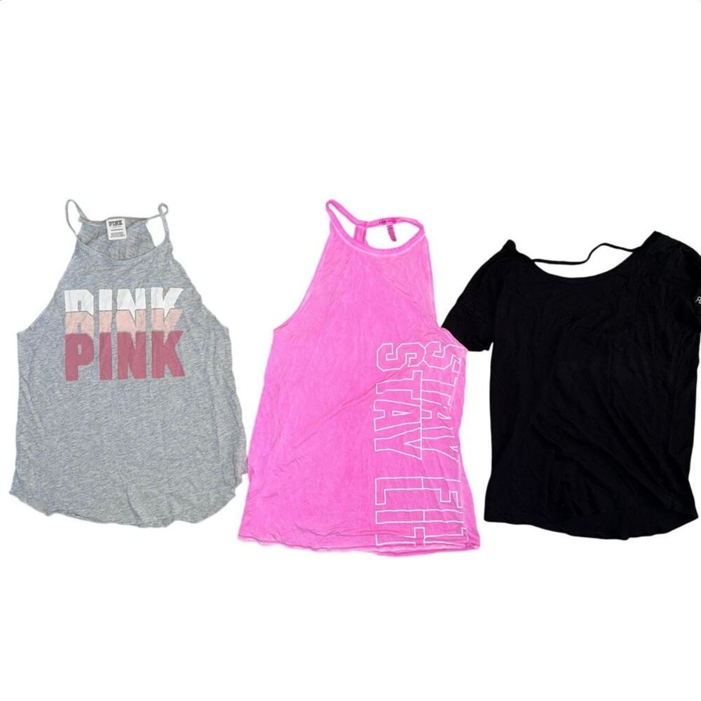 Victoria’s Secret pink bundle lot 3 workout tops women’s size Xs short sleeve